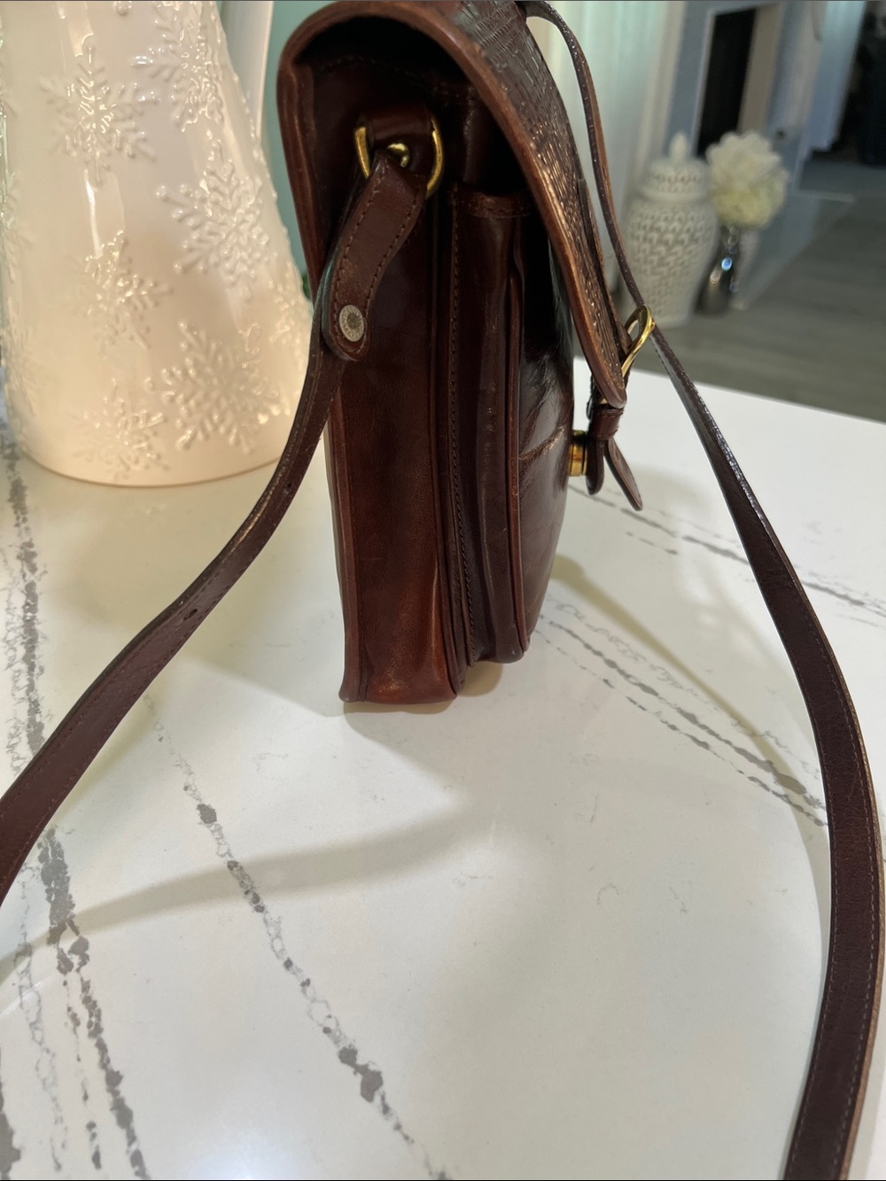 Brahmin Brown Woven Leather Messenger Crossbody Bag - Picture 13 of 13